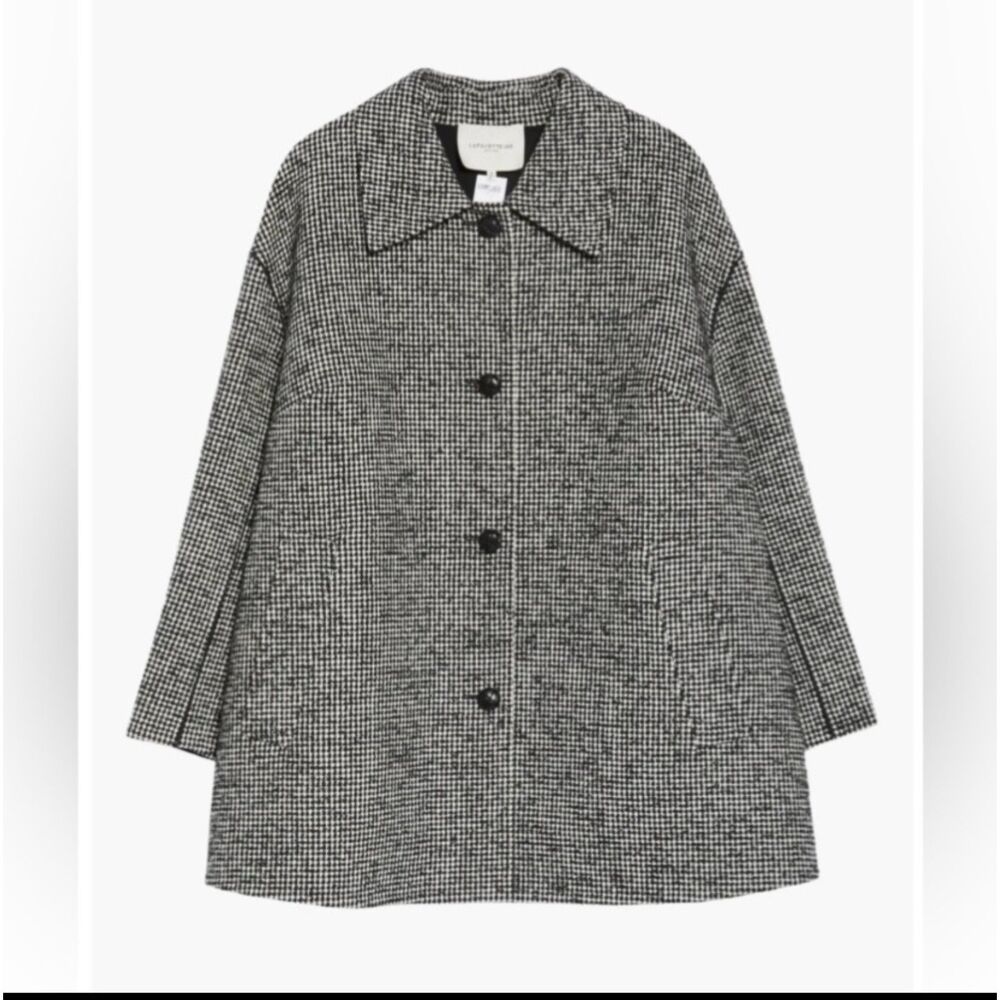 Lafayette 148 Wool Blend Oversized Coat Black Multi 1X Excellent Condition